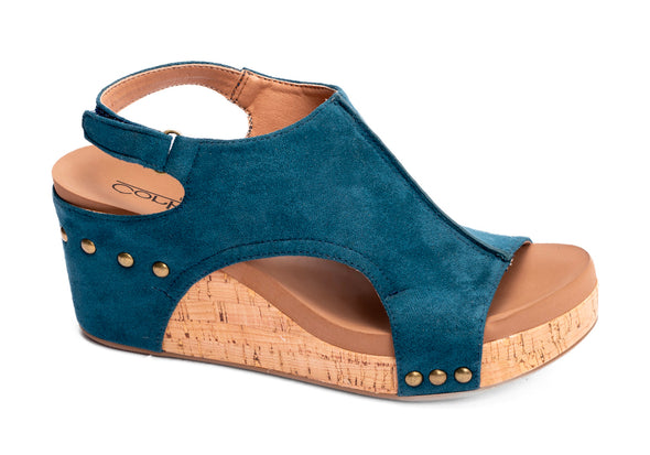Carley Wedges in Teal Suede