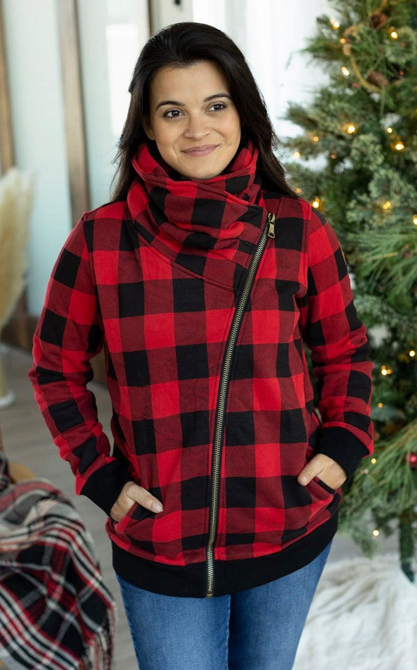 Buffalo Plaid Quinn Zip Up Cowl by MM