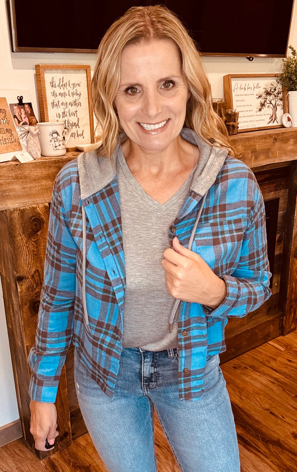 Hayden Hoodie Flannel in Multi