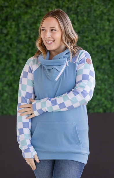 Blue & Mint Checker ZipCowl by MM