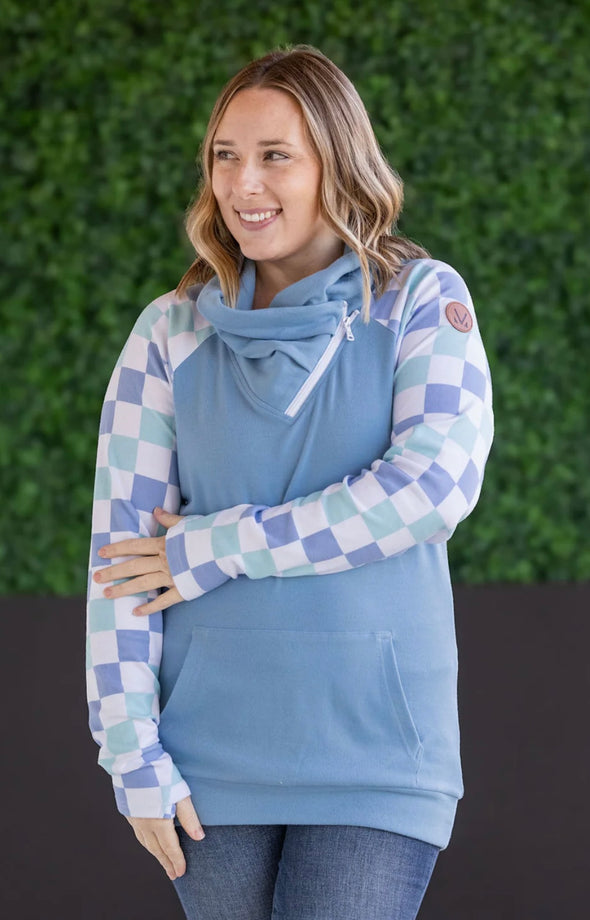 Blue & Mint Checker ZipCowl by MM
