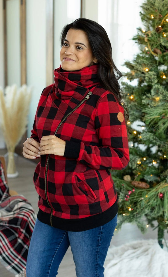 Buffalo Plaid Quinn Zip Up Cowl by MM