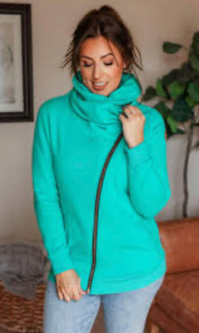 Quinn Zip Up in Turquoise