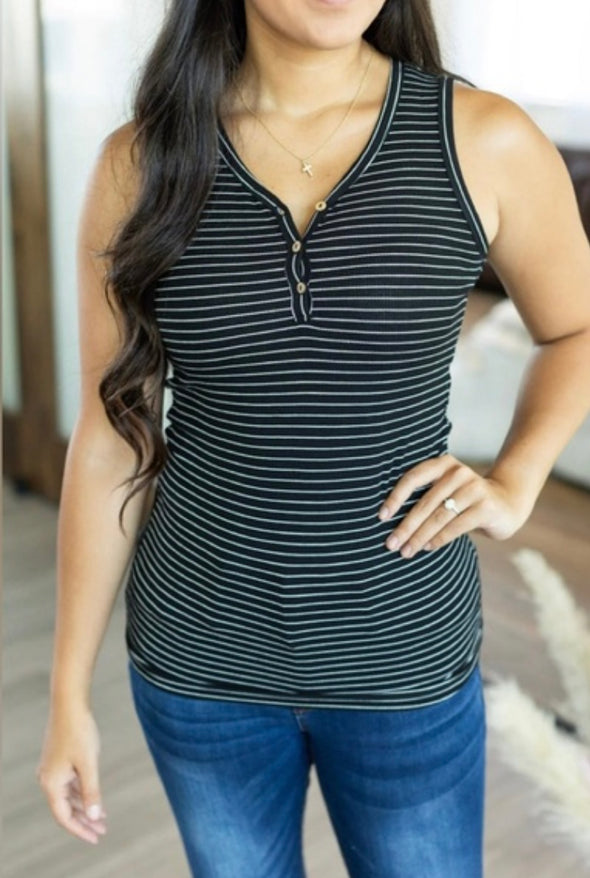 Addison Tank in Black Stripes