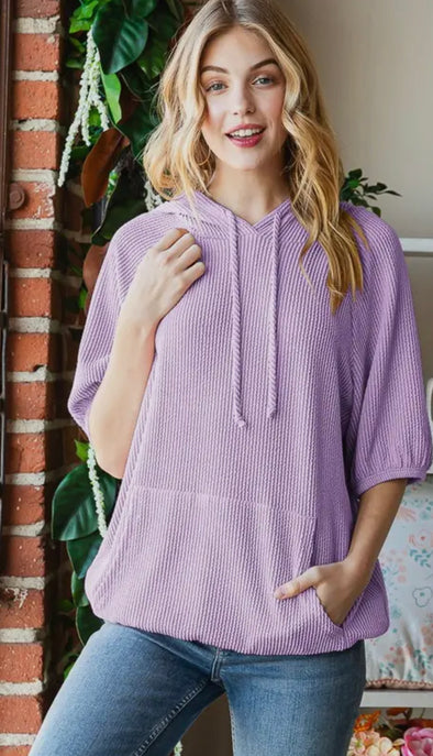 Lavender Lola Ribbed Hoodie