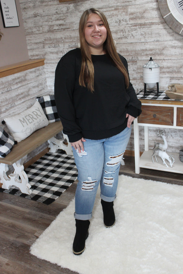 Out On The Town Puff Sleeve Top in Black