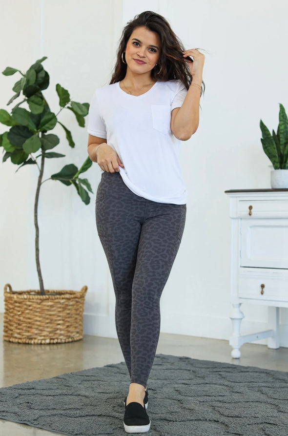 Allie Athleisure Leggings in Charcoal Leopard