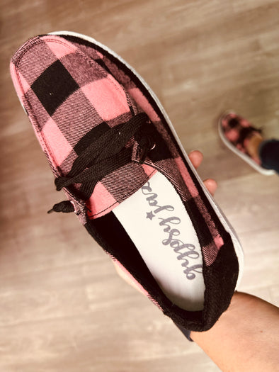Pretty in Plaid Shoes in Pink