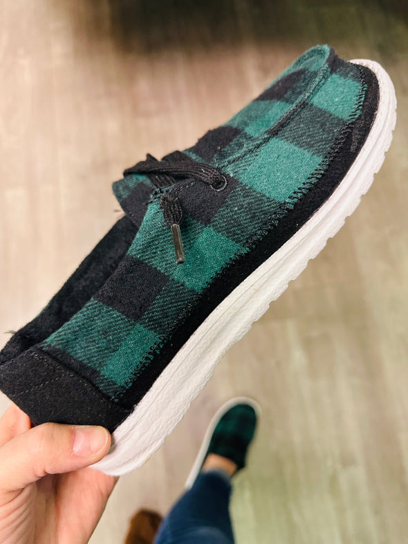 Pretty in Plaid Shoes in Green