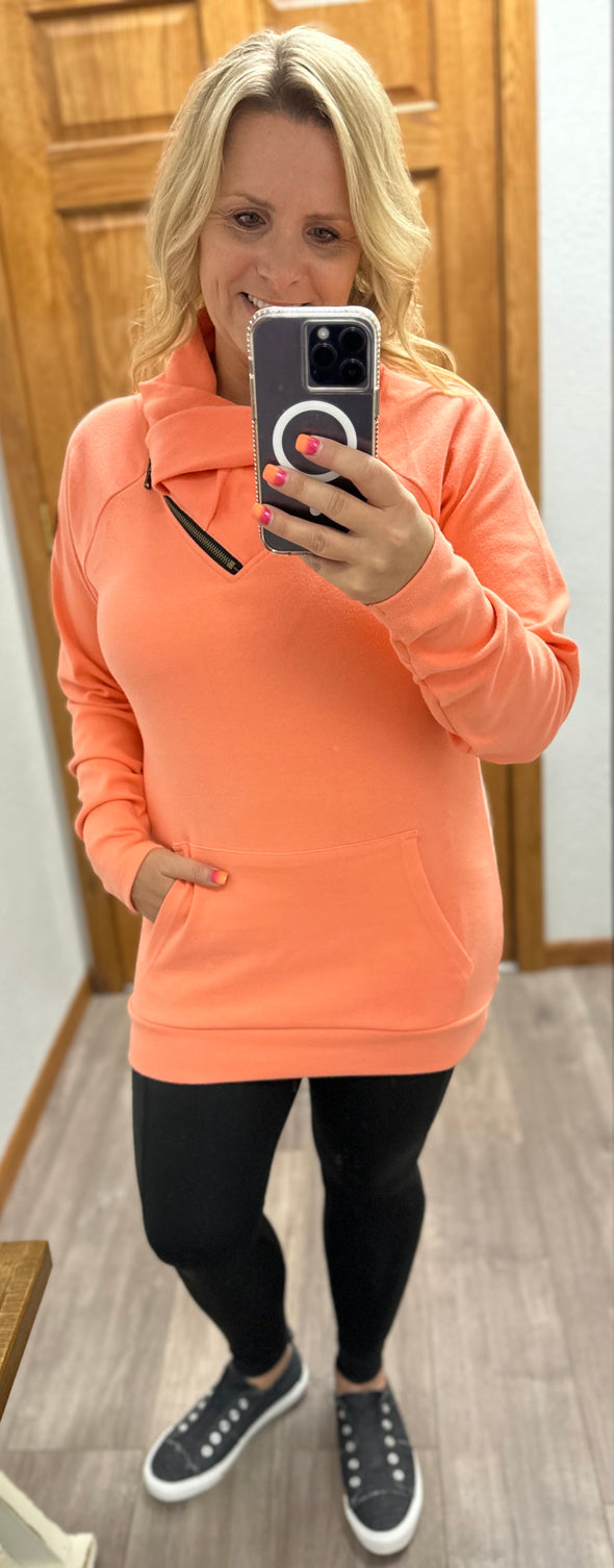 Zip Cowl in Coral