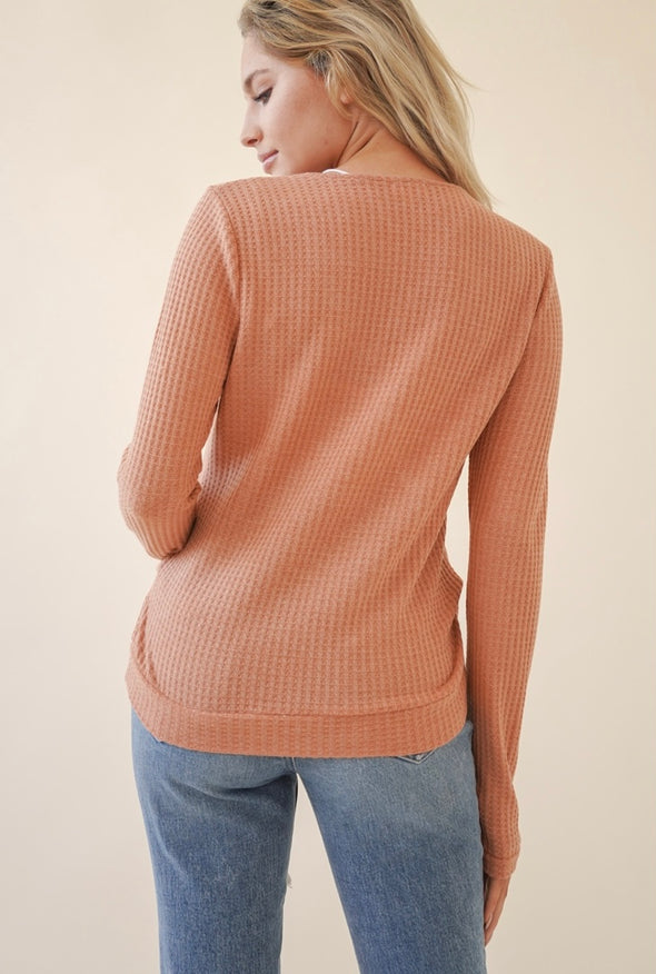 Fall For Me Waffle Knit Top